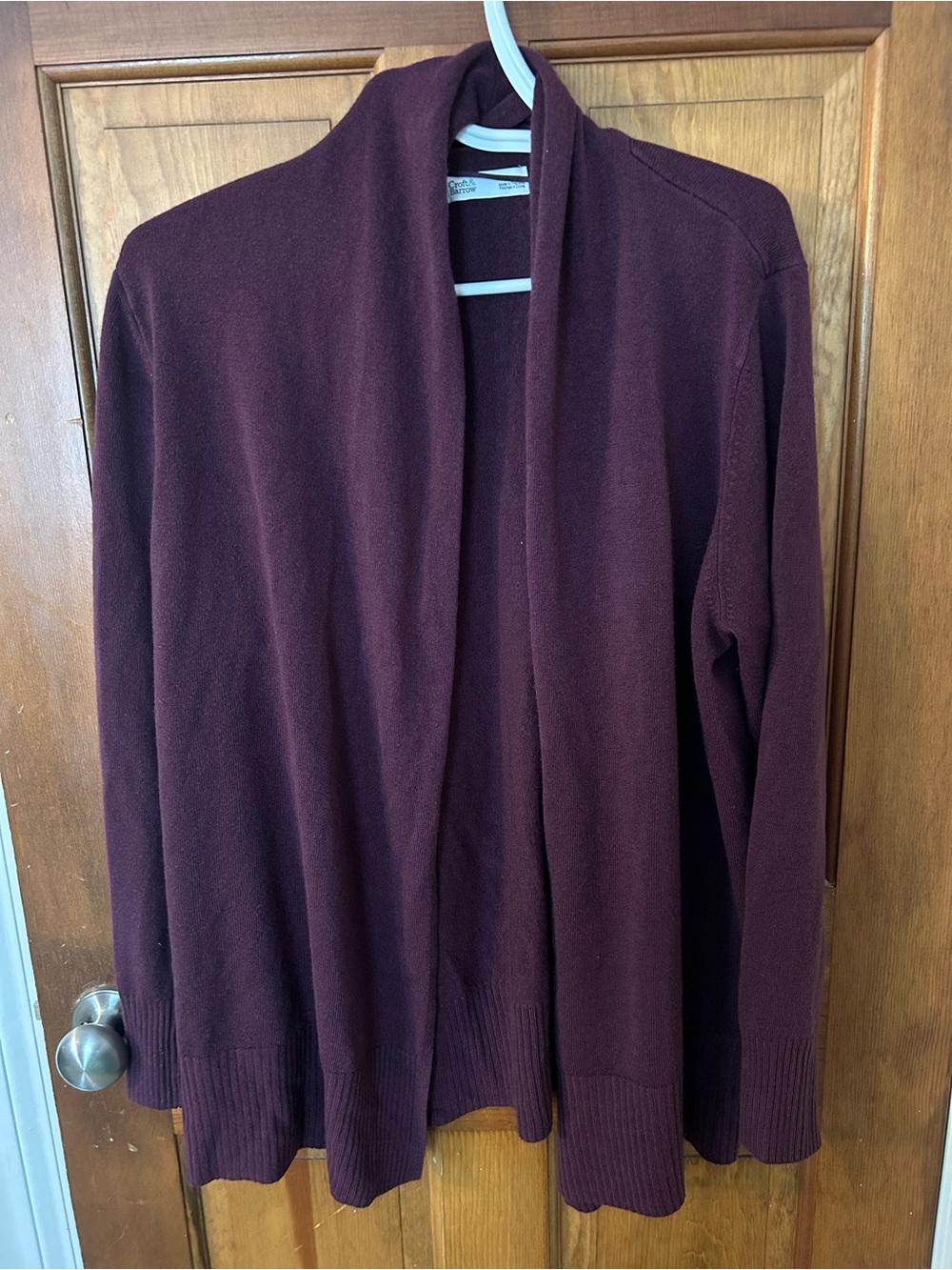 croft & barrow Open-Front Cardigan - Deep Wine